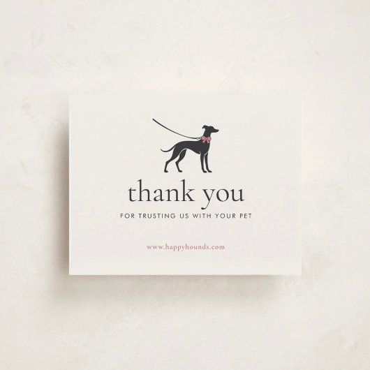 Carte De Remerciements Modern Neutral Dog Walker Business Insert | Thank