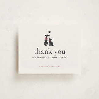 Carte De Remerciements Modern Neutral Pet Sitter Business Insert | 
