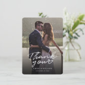 Carte De Remerciements Modern Photo Hand-Lettered Wedding (Debout devant)