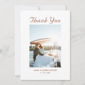 Carte De Remerciements Modern Photo Minimal Couples Message Wedding (Devant)