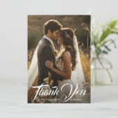 Carte De Remerciements Modern Photo Simple Wedding (Debout devant)