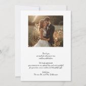 Carte De Remerciements Modern Photo Simple Wedding (Dos)
