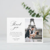 Carte De Remerciements modern photo stylish script wedding thank you card (Debout devant)