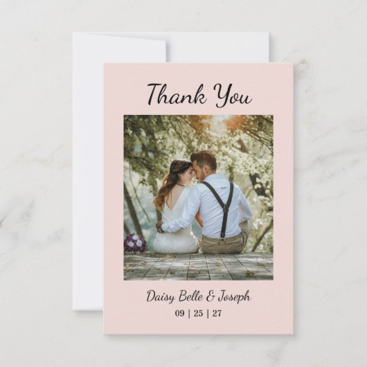 Carte De Remerciements Modern Pink Blush wedding (Devant)