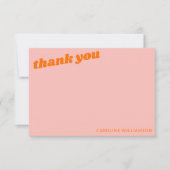 Carte De Remerciements Modern Pink Orange Retro Graduation Personalized (Devant)
