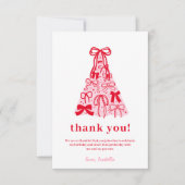 Carte De Remerciements Modern Pink Red Tree Bow Birthday (Devant)