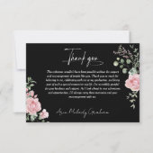 Carte De Remerciements Modern Pink Roses Script Graduation Photo (Devant)
