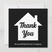 Carte De Remerciements Modern Real Estate Company Custom Black (Devant)