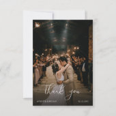 Carte De Remerciements Modern Romantic Black & White Photo Script Wedding (Devant)