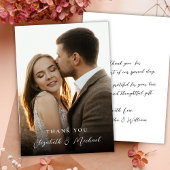 Carte De Remerciements Modern Romantic Handwritten Script Photo Wedding