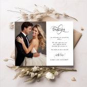Carte De Remerciements Modern, Romantic Wedding Photo Thank You
