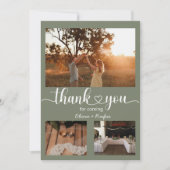 Carte De Remerciements Modern Sage Green Wedding Thank You (Devant)