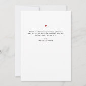 Carte De Remerciements Modern Script 12 Photo Collage First Birthday (Dos)