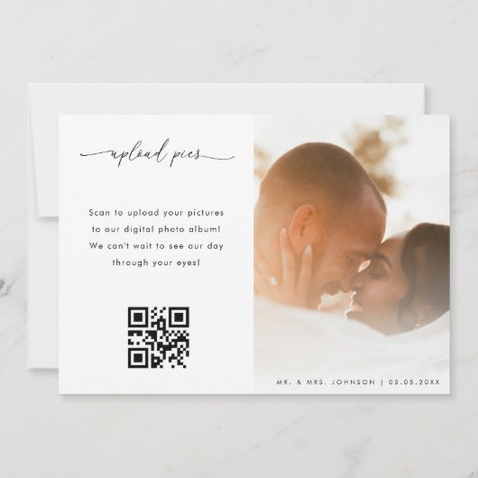 Carte De Remerciements Modern Script 2 Galerie de photos QR Code Mariage (Dos)