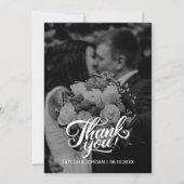 Carte De Remerciements Modern Script Full Photo Wedding Custom Thank You  (Devant)
