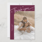 Carte De Remerciements Modern Script Heart Cranberry Wedding (Devant)