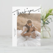 Carte De Remerciements Modern Script Heart White Wedding  (Debout devant)