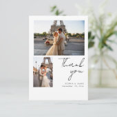 Carte De Remerciements Modern Script Minimal Destination Photo Wedding (Debout devant)