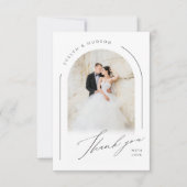 Carte De Remerciements Modern Script Minimalist Photo Arch Wedding (Devant)