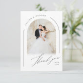 Carte De Remerciements Modern Script Minimalist Photo Arch Wedding (Debout devant)