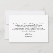 Carte De Remerciements Modern Script Overlay 3 Photo Graduation (Dos)