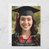 Carte De Remerciements Modern script photo Graduation (Devant)