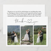 Carte De Remerciements Modern Script Photo Wedding (Devant / Derrière)