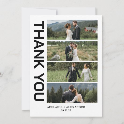 Carte De Remerciements Modern Script Photo Wedding (Devant)