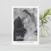 Carte De Remerciements Modern Script Photo Wedding (Debout devant)