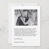 Carte De Remerciements Modern Script Photo Wedding (Dos)