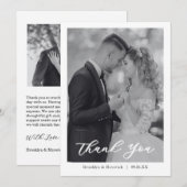 Carte De Remerciements Modern Script Photo Wedding (Devant / Derrière)