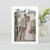 Carte De Remerciements Modern Script Photo Wedding (Debout devant)