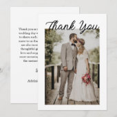 Carte De Remerciements Modern Script Photo Wedding (Devant / Derrière)