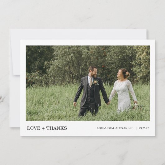 Carte De Remerciements Modern Script Photo Wedding (Devant)