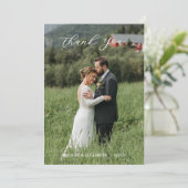 Carte De Remerciements Modern Script Photo Wedding (Debout devant)