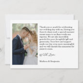 Carte De Remerciements Modern Script Photo Wedding (Dos)