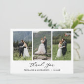 Carte De Remerciements Modern Script Photo Wedding (Debout devant)