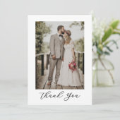 Carte De Remerciements Modern Script Photo Wedding (Debout devant)