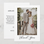 Carte De Remerciements Modern Script Photo Wedding (Devant / Derrière)
