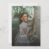 Carte De Remerciements Modern Script Simple Photo Graduation  (Devant)