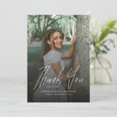 Carte De Remerciements Modern Script Simple Photo Graduation  (Debout devant)