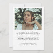 Carte De Remerciements Modern Script Simple Photo Graduation  (Dos)