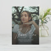 Carte De Remerciements Modern Script Simple Photo High School Graduation (Debout devant)