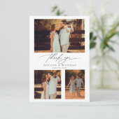 Carte De Remerciements Modern Script Wedding Photo Collage (Debout devant)