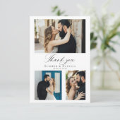 Carte De Remerciements Modern Script Wedding Photo Collage (Debout devant)