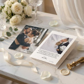 Carte De Remerciements Modern Simple Photo Wedding Thank You Card W Note