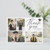 Carte De Remerciements Modern Simple Script 4 Photo collage Graduation (Debout devant)
