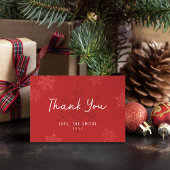 Carte De Remerciements Modern Simple Script Snowflake Christmas Thank You