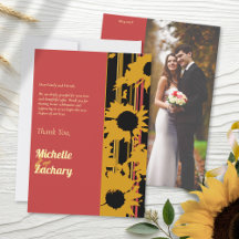 Modern Sunflower Sunset Coral Gold Wedding