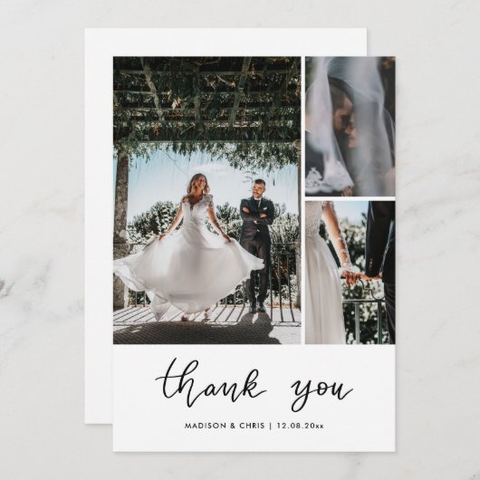 Carte De Remerciements Modern Thank You Script Wedding Photo (Devant / Derrière)